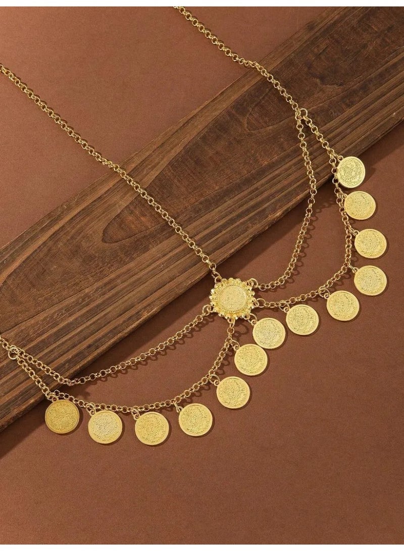 زينه يوم التأسيس طوق رأس فاخر قابل للتعديل بتصميم عملات ملفته للانظار خفيف ومريح للاستخدام لفترات طويلة بدون إزعاج للاحتفال بيوم التأسيس السعودي ويضيف لمسة تراثية فاخرة لإطلالتك. - Image 2